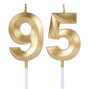 gold 95th & 59th birthday candles for cakes, number 95 59 candle cake topper for party anniversary wedding celebration decoration