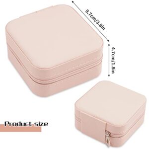 Portable Travel Mini Jewelry Box Leather Jewellery Ring Organizer Case Storage Gift Box Girls Women (2pcs pink).