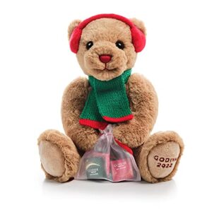 Godiva Chocolatier Holiday 2022 Plush Bear – Christmas Teddy Bear with 6 Gourmet Chocolates - Limited Edition Gift for Chocolate Lovers
