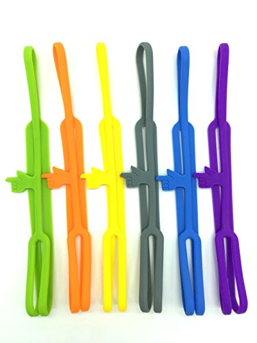 JDYYICZ 6pcs Lovely Silicone Finger Pointing Bookmark Book Marker of purple blue grey yellow orange green