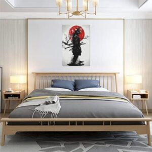 NETEDA Japanese Samurai Wall Art Pictures Decor Armored painting Canvas Prints Bushido Inspirational Poster Artwork Modern Home Framed for Bedroom Living Room Office Bedroom, 16'x24'