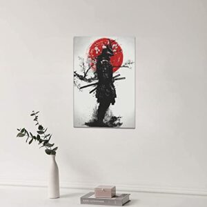 NETEDA Japanese Samurai Wall Art Pictures Decor Armored painting Canvas Prints Bushido Inspirational Poster Artwork Modern Home Framed for Bedroom Living Room Office Bedroom, 16'x24'