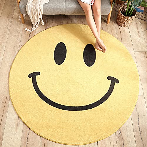 LHGBGBLN 3D Round Carpet Smiley face Pattern Area Carpet Anti-Slip mat Abstract Floor mat Computer Chair Cushion Home Decoration, 60 cm (24 inches) in diameter