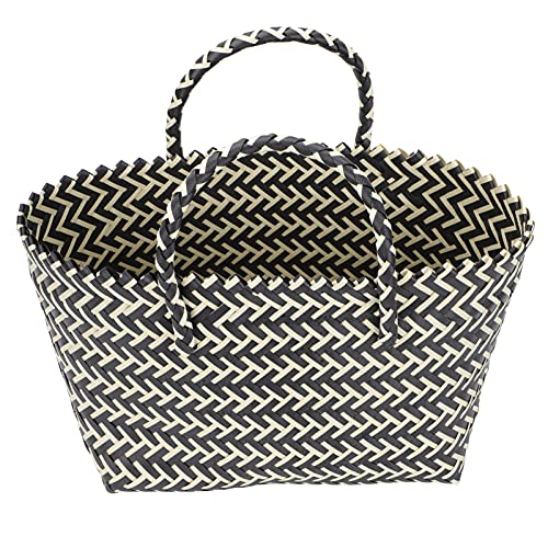 Hand- Straw Crossbody Bag Woven Straw Handbag Bag Wicker Handbag Basket Purse Retro Women Straw Tote Bucket Woven Bag Black Handwoven Rattan Bag