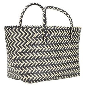 Hand- Straw Crossbody Bag Woven Straw Handbag Bag Wicker Handbag Basket Purse Retro Women Straw Tote Bucket Woven Bag Black Handwoven Rattan Bag