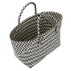 Hand- Straw Crossbody Bag Woven Straw Handbag Bag Wicker Handbag Basket Purse Retro Women Straw Tote Bucket Woven Bag Black Handwoven Rattan Bag