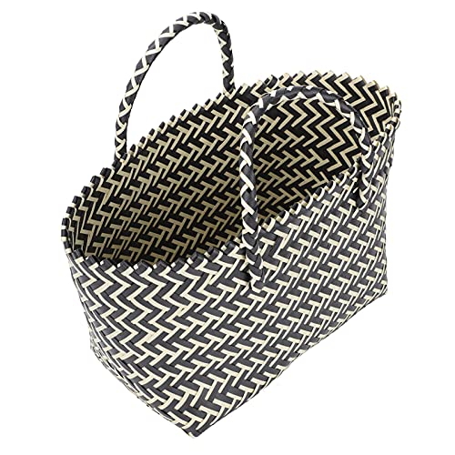 Hand- Straw Crossbody Bag Woven Straw Handbag Bag Wicker Handbag Basket Purse Retro Women Straw Tote Bucket Woven Bag Black Handwoven Rattan Bag