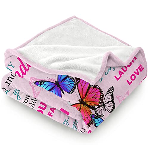 Granddaughter Gifts from Grandma Grandpa to My Granddaughter Butterfly Blanket with Positive Encourage and Love Words Printed Birthday Christmas Graduation Gift for Her (60"x50")