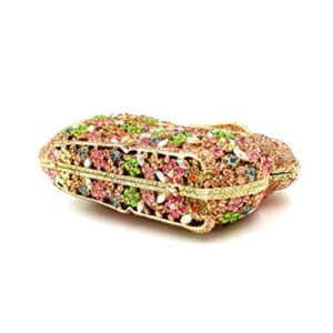 DEBIMY Lovely Rabbit Rhinestone Handbags Bling Animal Crystal Clutch Purse Wedding Cocktail Party Evening Bags for Women Blue