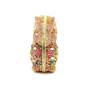 DEBIMY Lovely Rabbit Rhinestone Handbags Bling Animal Crystal Clutch Purse Wedding Cocktail Party Evening Bags for Women Blue