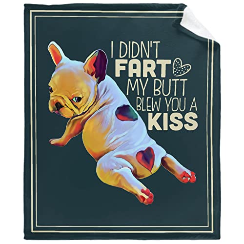 French Bulldog Funny Frenchie Puppy Dog Fall Winter Blanket Lightweight Plush Cozy Super Soft Flannel Fleece Throw Blankets Home Decor for Bed Couch Sofa Living Room 80"x60" Queen for Adult