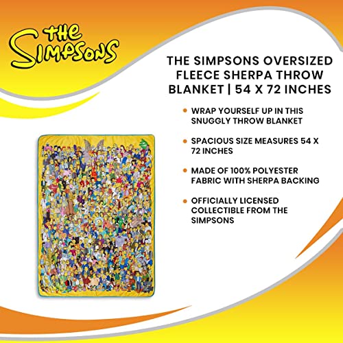 The Simpsons Oversized Fleece Throw Blanket With Blue Sherpa Backing | Plush Soft Polyester Cover For Sofa and Bed, Cozy Home Decor, Luxury Room Essentials | Cartoon Comedy Gifts | 49 x 72 Inches