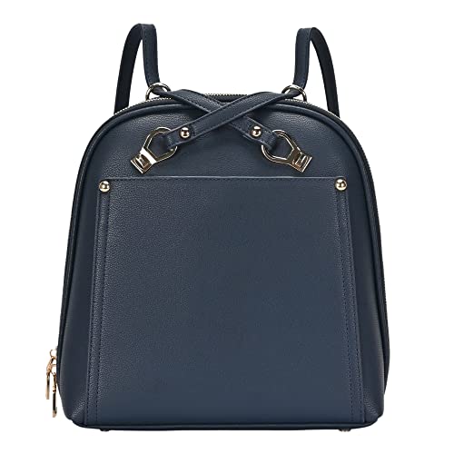 MMS Brands Miztique The Daisy Convertible Backpack Purse for Women, Soft Vegan Leather Crossbody Bag -Navy