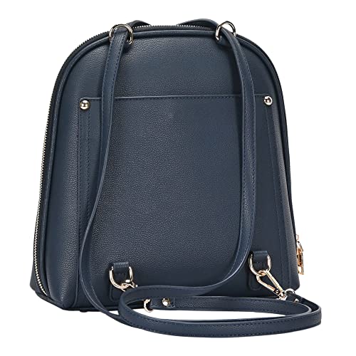 MMS Brands Miztique The Daisy Convertible Backpack Purse for Women, Soft Vegan Leather Crossbody Bag -Navy