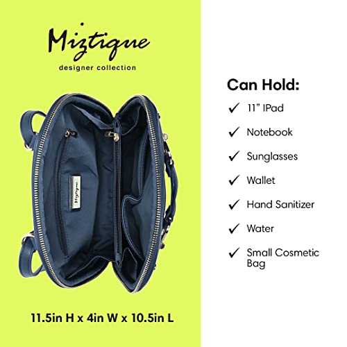 MMS Brands Miztique The Daisy Convertible Backpack Purse for Women, Soft Vegan Leather Crossbody Bag -Navy