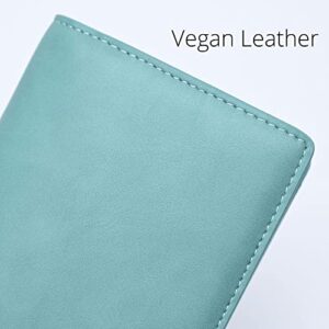 Alldaily Ultra Slim Thin Leather Women Wallet RFID Blocking Credit Card Holder Bifold Long Ladies Billfold (Purist Blue)