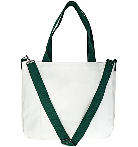 JBB Canvas Tote Bag for Women Crossbody Shoulder Handbags Teen Girl Cute Casual School Bag with Zipper