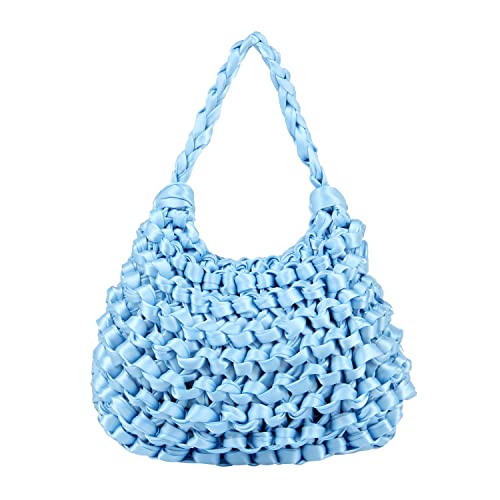 Fecialy Woven Bags for Women Beach Shoulder Bag Purse Woven Clutch Tote Handbags for Women