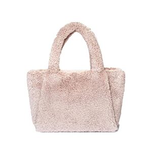 a new day party tote handbag with pink rose faux fur