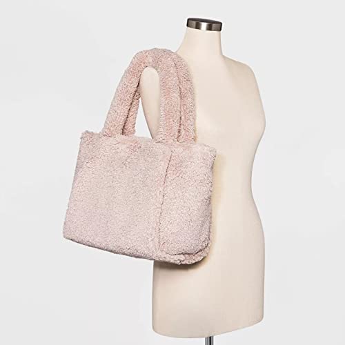 A New Day Party Tote Handbag with Pink Rose Faux Fur