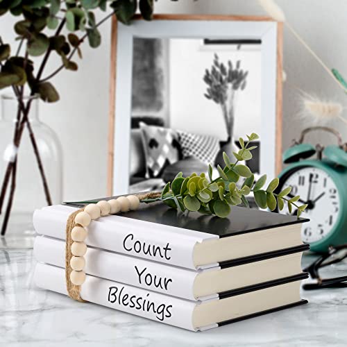 K&M DESIGNS Black and White Hardcover Faux Books for Bookshelf, Book Decor, Decorative Books for Home Decor, Faux Books for Decoration, Book Decor for Coffee Table, Count Your Blessings