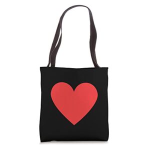 Lovely Cute Red Minimalist Heart on Black Tote Bag