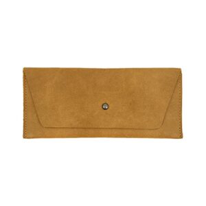 weatherproof leather, long utility pouch handmade from suede leather – old tobacco