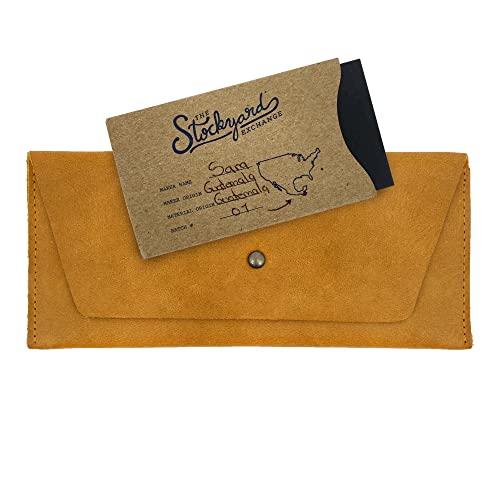 Weatherproof Leather, Long Utility Pouch Handmade from Suede Leather - Old Tobacco