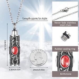 8 Pieces Cylinder Urn Necklace for Ashes Cremation Urn Pendant Necklaces Keepsake Necklace for Ashes Charm Stainless Steel Crystal Cremation Necklace PET Memorial Jewelry with Funnels for Men