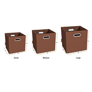 JIAessentials Brown Foldable Storage Baskets Cube Bins Storage Organizers With Handles For Living Room , Bedroom, Office Storage, Closet, And Shelves 13 Inch Set Of 2