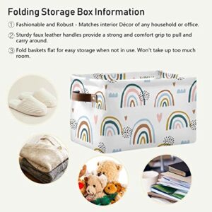 xigua Cartoon Rainbow Rectangular Storage Bin Canvas Square Storage Basket with Handles for Home,Office,Books,Nursery,Kid's Toys,Closet & Laundry,Gift Basket