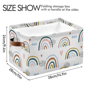 xigua Cartoon Rainbow Rectangular Storage Bin Canvas Square Storage Basket with Handles for Home,Office,Books,Nursery,Kid's Toys,Closet & Laundry,Gift Basket