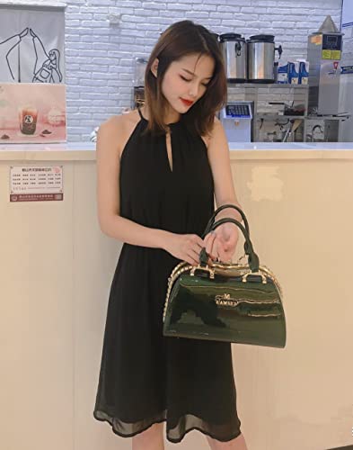 Shirt Luv Fashion Leather Women's Top Handle Satchel Crossbody Handbags Crystal Evening Bag Purses Hard Shoulder Bags (Green)