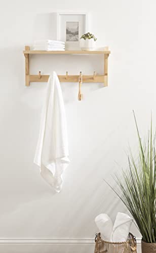 Kate and Laurel Meridien Shelf with Hooks, 24x8x12, Natural