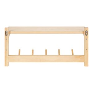 Kate and Laurel Meridien Shelf with Hooks, 24x8x12, Natural