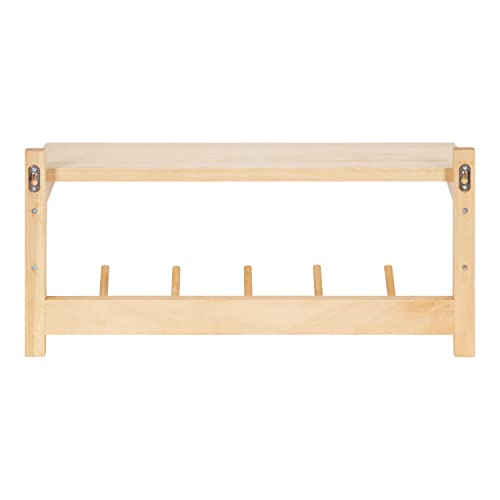 Kate and Laurel Meridien Shelf with Hooks, 24x8x12, Natural