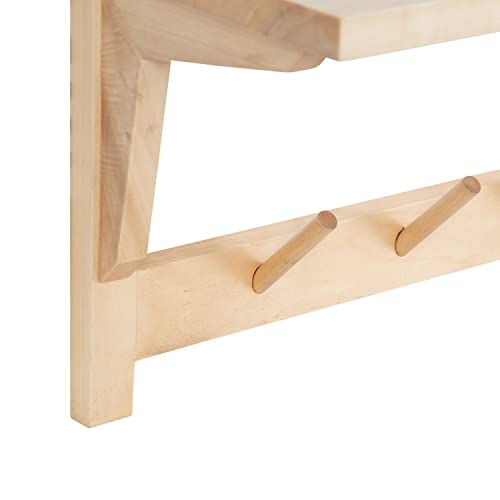 Kate and Laurel Meridien Shelf with Hooks, 24x8x12, Natural