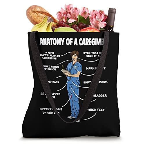 Anatomy Of A Caregiver Nurse Funny Elder People Nursing Tote Bag