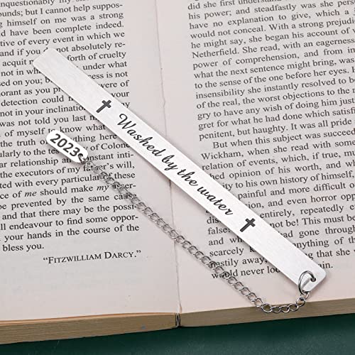 Baptism Gifts for Girl Boy 2023 Washed by The Water Bookmark Religious Gift for Women Men Christian Goddaughter Adult Son Daughter Christmas First Communion Catholic Gift Book Marker Baby Shower Gift