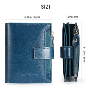 MANBANG Wallets for Women Leather RFID Blocking Small Bifold Zipper Pocket Wallet Card Case Purse with ID Window…