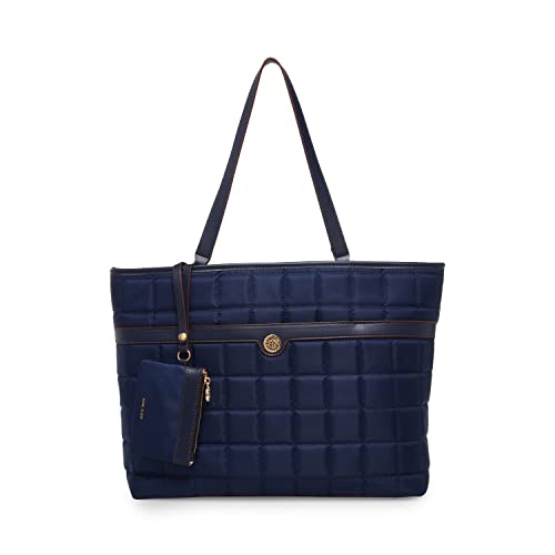 Anne Klein Womens Quilted Ak Tote nylon satchel, Distant Mountain/ Distant Mountain/ Navy- Blue, One Size US