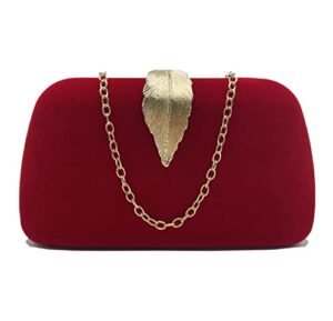 yoofashion evening bag for women small cultch handbag wedding party crossbody shoulder bag, red-velvet