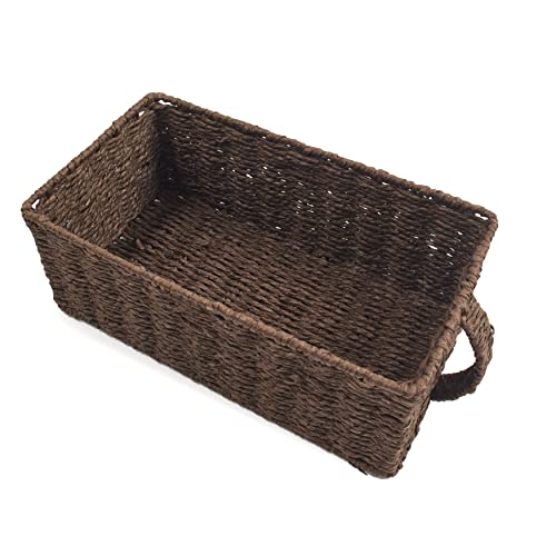 The Lakeside Collection Wicker-Look Decorative Storage Basket with Carry Handle - Brown