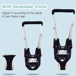 Ocanoiy Baby Walking Harness Handheld Baby Walker Assistant Belt Adjustable Toddler Infant Safety Harnesses Standing Up Walking Learning Helper with Detachable Crotch for 9-24 Month Old (Dark Blue)