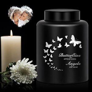 Urns for Human Ashes,JOFUNG, Metal Cremate Funeral Urn for Adult,Keepsake,Laser Engraving,Thread Design on The Top,Butterfly