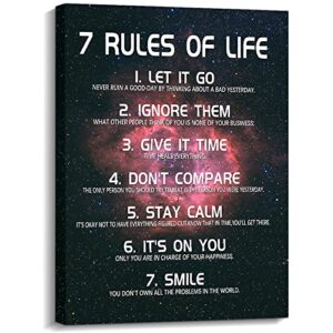 creoate inspirational wall art – 7 rules of life motivational quotes poster wrapped canvas print artwork for home office wall decor…