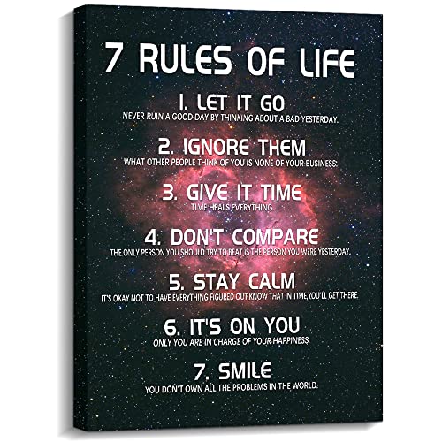 Creoate Inspirational Wall Art - 7 Rules of Life Motivational Quotes Poster Wrapped Canvas Print Artwork for Home Office Wall Decor…
