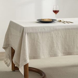 everly linen hemstitch tablecloth, 100% stonewashed french linen tablecloths for 6-foot rectangle tables 60×84 inches, washable thanksgiving tablecloths, decorative halloween table cloth