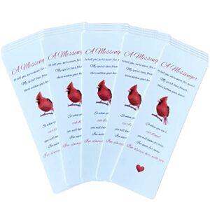 red cardinal bookmarks with sympathy poem – funeral favors for guests – bulk set of 20 – hand out at celebration of life, memorial