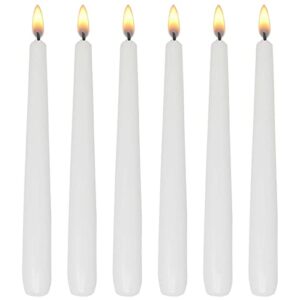 taper candles ,tapered candlesticks – dripless 8 inch unscented, white , 6 pack